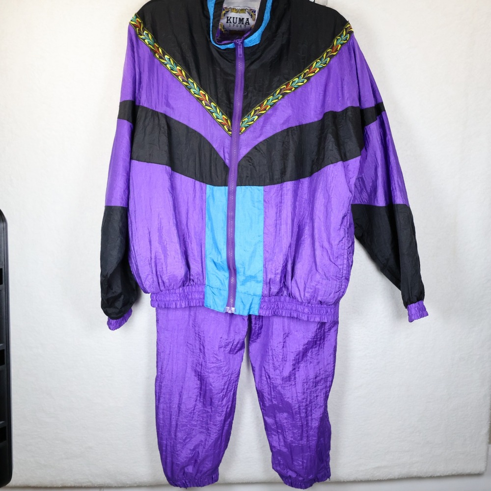 Vintage Kuma Sport‎ Tracksuit Set Purple/Black/Teal Windbreaker Retro M